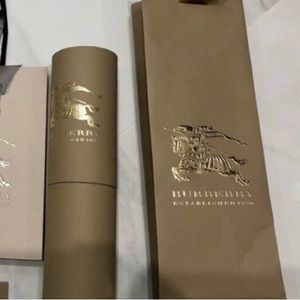 Burberry cylinder shape gift box with matching gift bag
